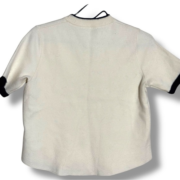 Zara Mock Turtleneck Soft Sweater Material White Tee with Black Trim - Picture 11 of 13